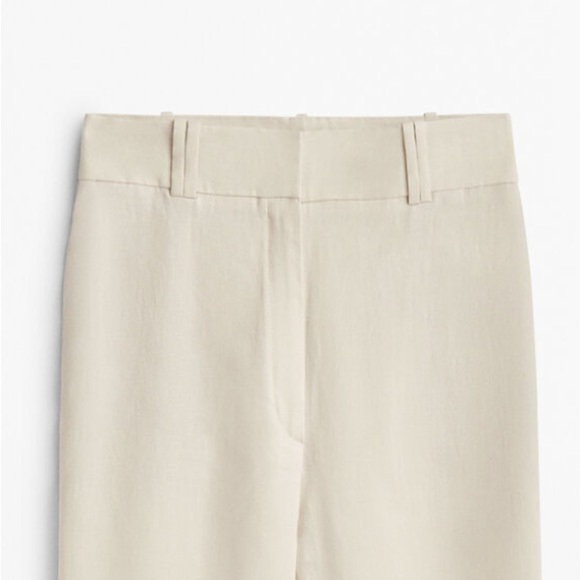 NWT. Massimo Dutti Vanilla 100% Linen Suit Trousers with Double Tabs. Size 8. - Picture 2 of 8